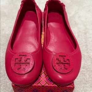 Tory Burch Dark Azalea Minnie Travel Ballet Flat